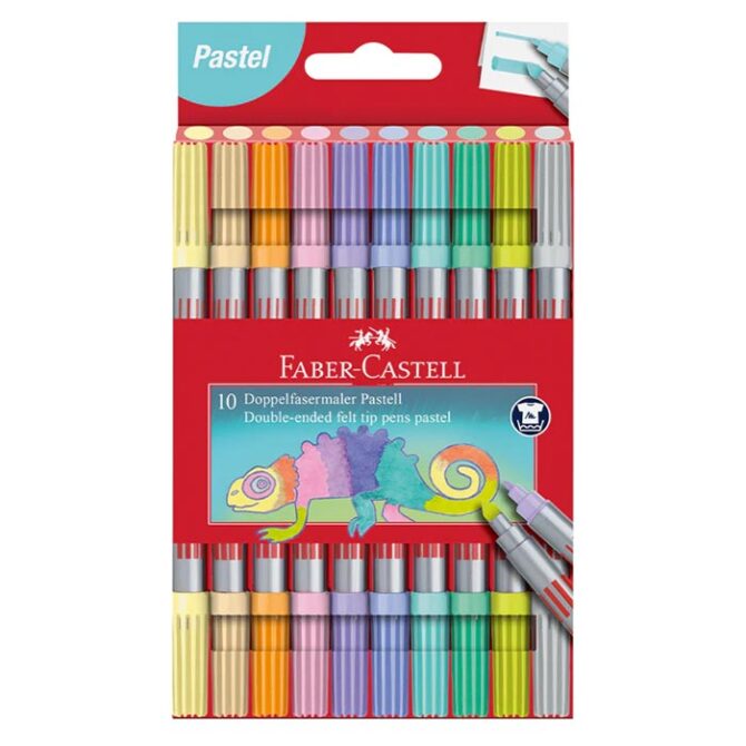 Double-Ended Felt Tip Pen, Plastic Wallet of 10