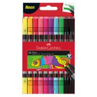 151109 Faber-Castell - Double-Ended Felt Tip Pen, Plastic Wallet of 10 - Neon
