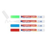 EDDING® 4085 Chalk Marker - Blister of 4 Assorted Basic Colors - Red,Blue, White, Green
