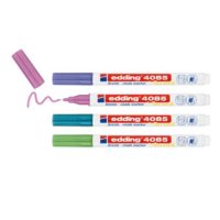 Edding® 4085 - Blister of 4 Chalk Markers - Metallic Green, Metallic Blue, Metallic Violet, Metallic Purple