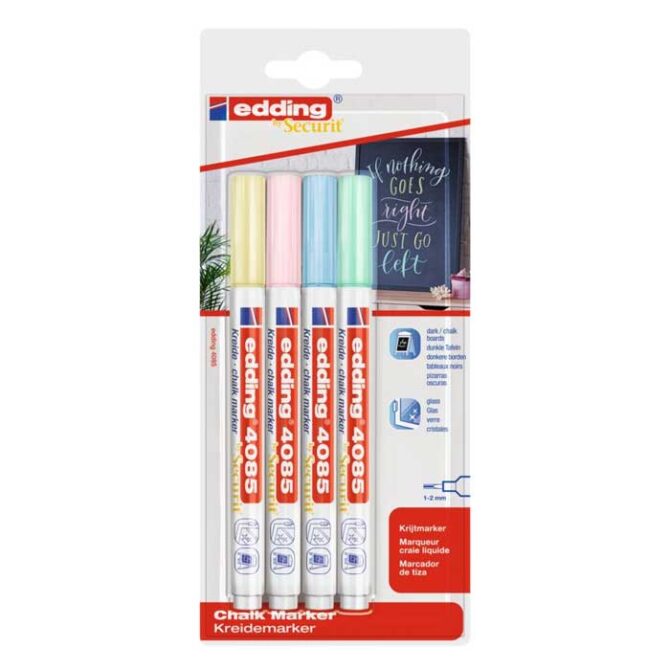 EDDINGÂ® 4085 Chalk Marker - Blister of 4 Assorted Pastel Colors