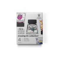 Rich Tones Collection of 4 Drawing Inks - Viridian, Ultramarine, Purple and Sunshine Yellow